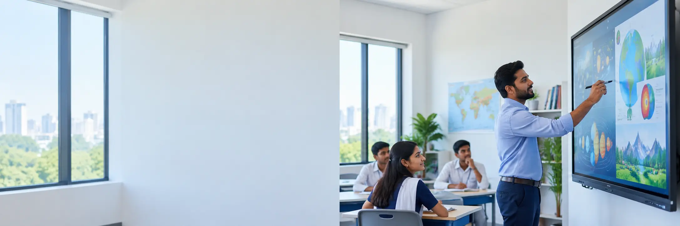 Interactive classroom learning with a teacher using a smart display